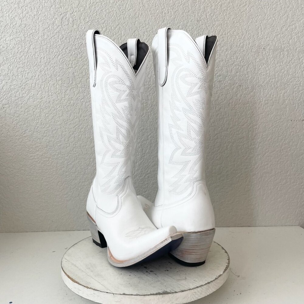 Lane MEGAN MORONEY Smokeshow Cowboy Boots Womens White Western Tall Snip Toe 11